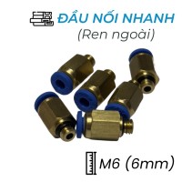 Đầu Nối Nhanh Khí Nén Ø6mm - Ren Ngoài M6 CDC MPC 06M6 (Màu Xanh)