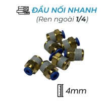 Đầu Nối Nhanh Khí Nén Ø4mm - Ren Ngoài 1/4