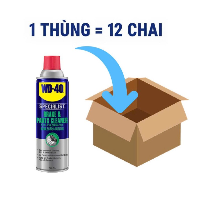 Thùng 12 Chai Xịt Vệ Sinh Cụm Thắng Phanh Xe 450 ml WD 40 Brake & Parts Cleaner