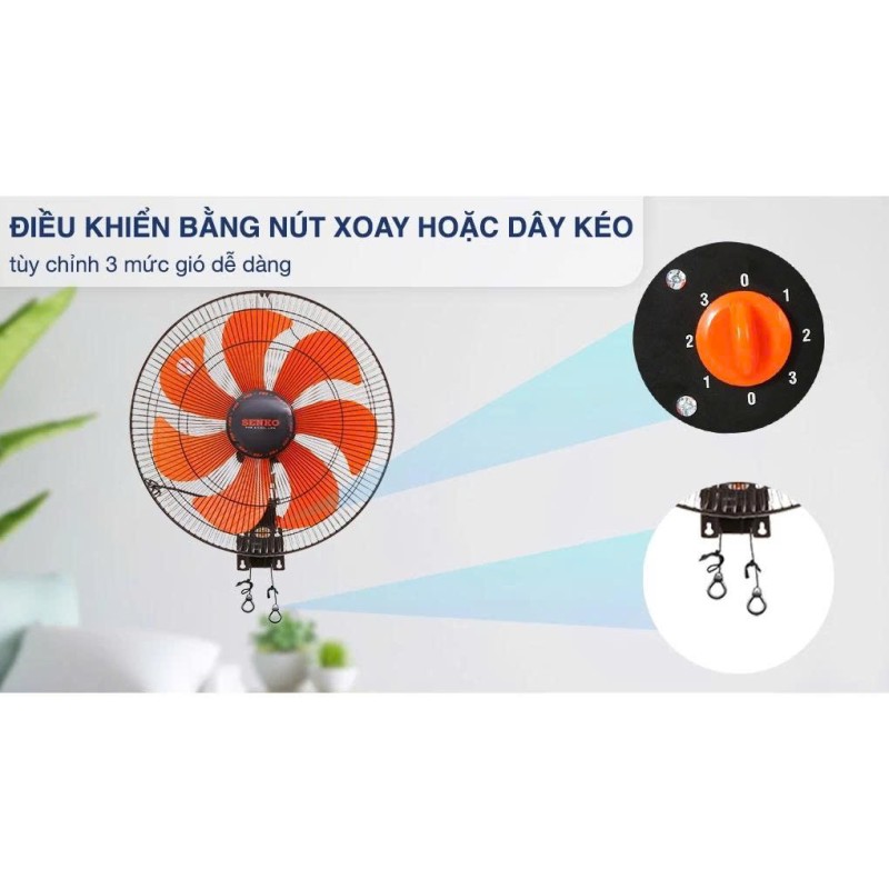 TC 1622 - QUẠT TREO TƯỜNG SENKO 2 DÂY - CÔNG SUẤT 65W - 7 CÁNH - BẢO HÀNH 24 THÁNG