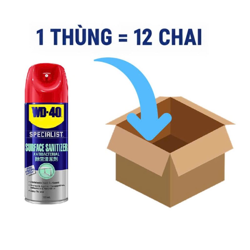 Thùng 12 Chai Xịt Khử Khuẩn Bề Mặt 360 ml WD 40 Surface Sanitizer