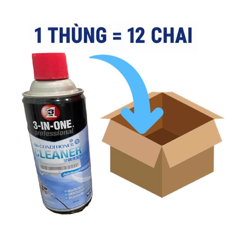 Thùng 12 Chai Xịt Vệ Sinh Máy Lạnh Điều Hòa 3 in 1 331ml WD 40 Air Conditioner Cleaner