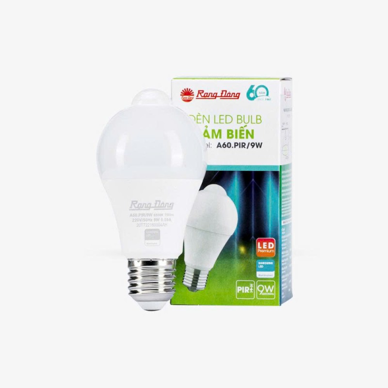 Bóng đèn LED bulb tròn cảm biến hồng ngoại A60 9W